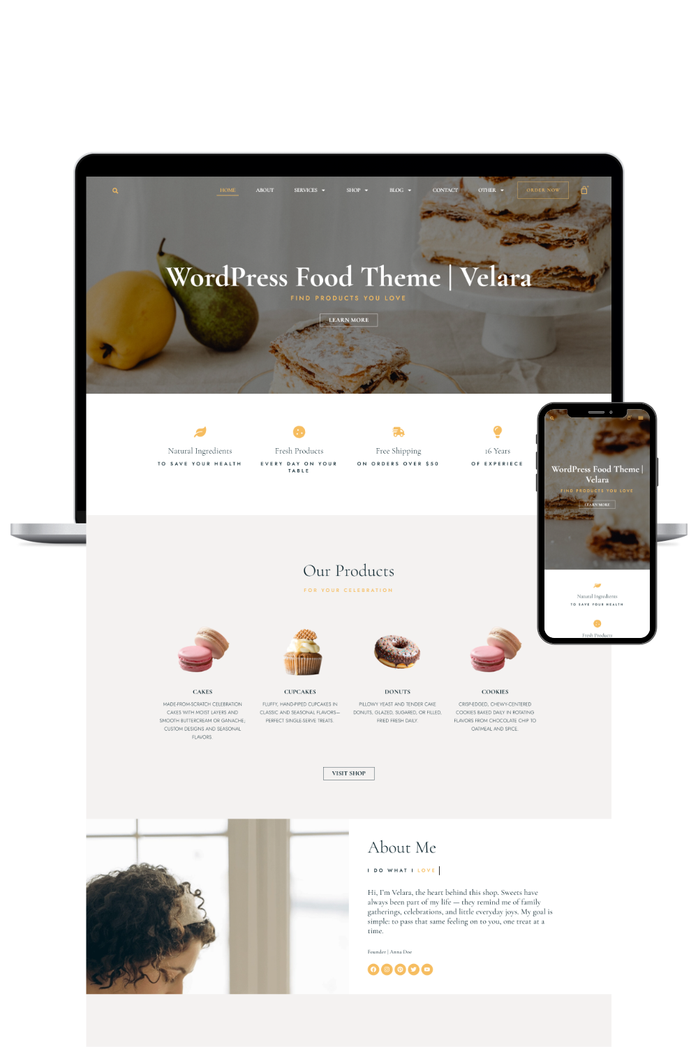 Velara WordPress Template for Food Bloggers & Businesses